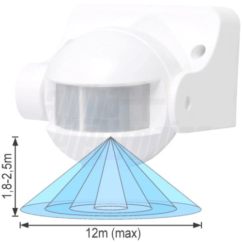 Sensore PIR ad Infrarossi da Parete Colore Bianco