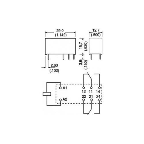 Relè Bipolare 24Vac 8A da Circuito Stampato Schrack RT424524