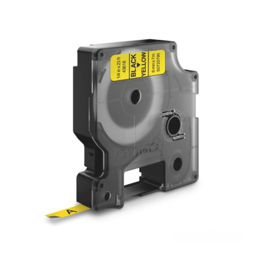 Nastro D1 per Etichettatrice Dymo Nero su Giallo altezza 6mm 436180