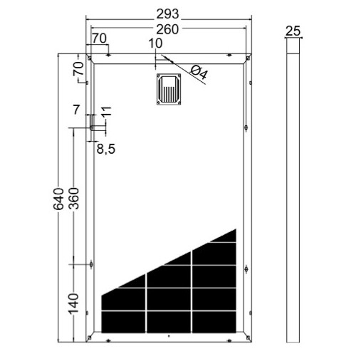 Pannello Fotovoltaico 21,7V 1,53A  27W