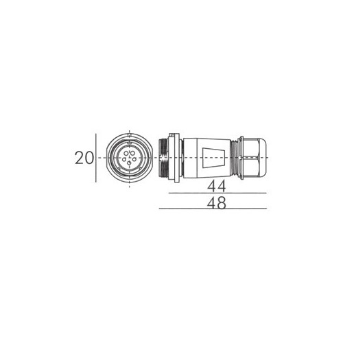 Connettore Stagno Femmina Volante 5 poli IP68 serie SP13