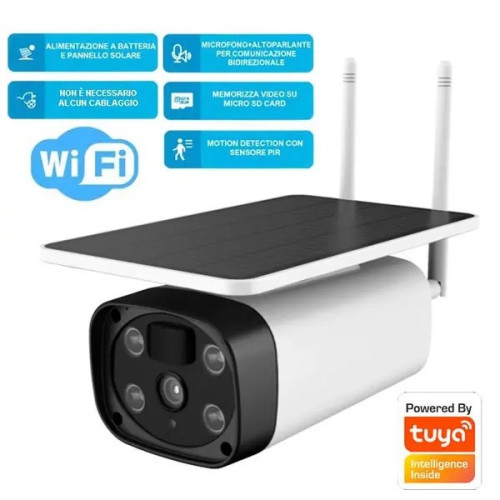 Telecamera Wi-Fi 2MPX con Pannello Solare e Batteria