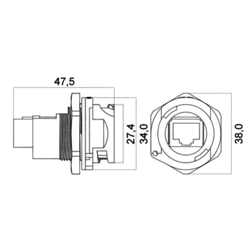 Presa RJ45 Schermata IP67 da Pannello