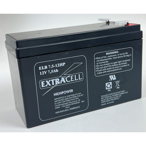 Batteria Ricaricabile al Piombo 12V 7,5A/h Extracell ELB7-12HP