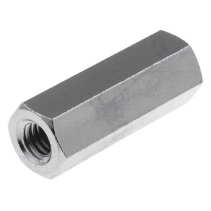 Distanziatore filettato M4 x 20 mm - Distanziale metallico esagonale in ottone nichelato con doppia filettatura