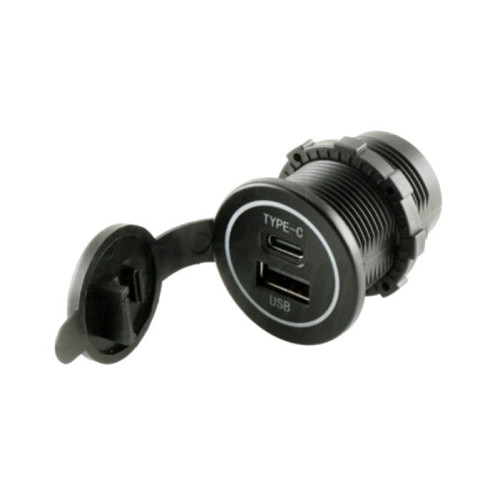 Adattatore con 2 uscite USB+USB-C 2 Prese