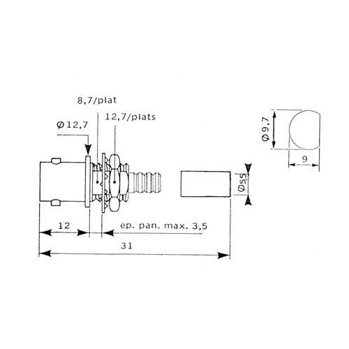 CONNETTORE COAX BNC FEMMINA DA  PAN. 5 mm